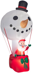 Gemmy Giant Christmas Airblown Inflatable Inflatable Snowman Hot Air Balloon with Santa, 12 ft Tall