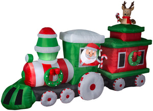 14' Wide Airblown Santa in Train w/Caboose Colossal Christmas Inflatable