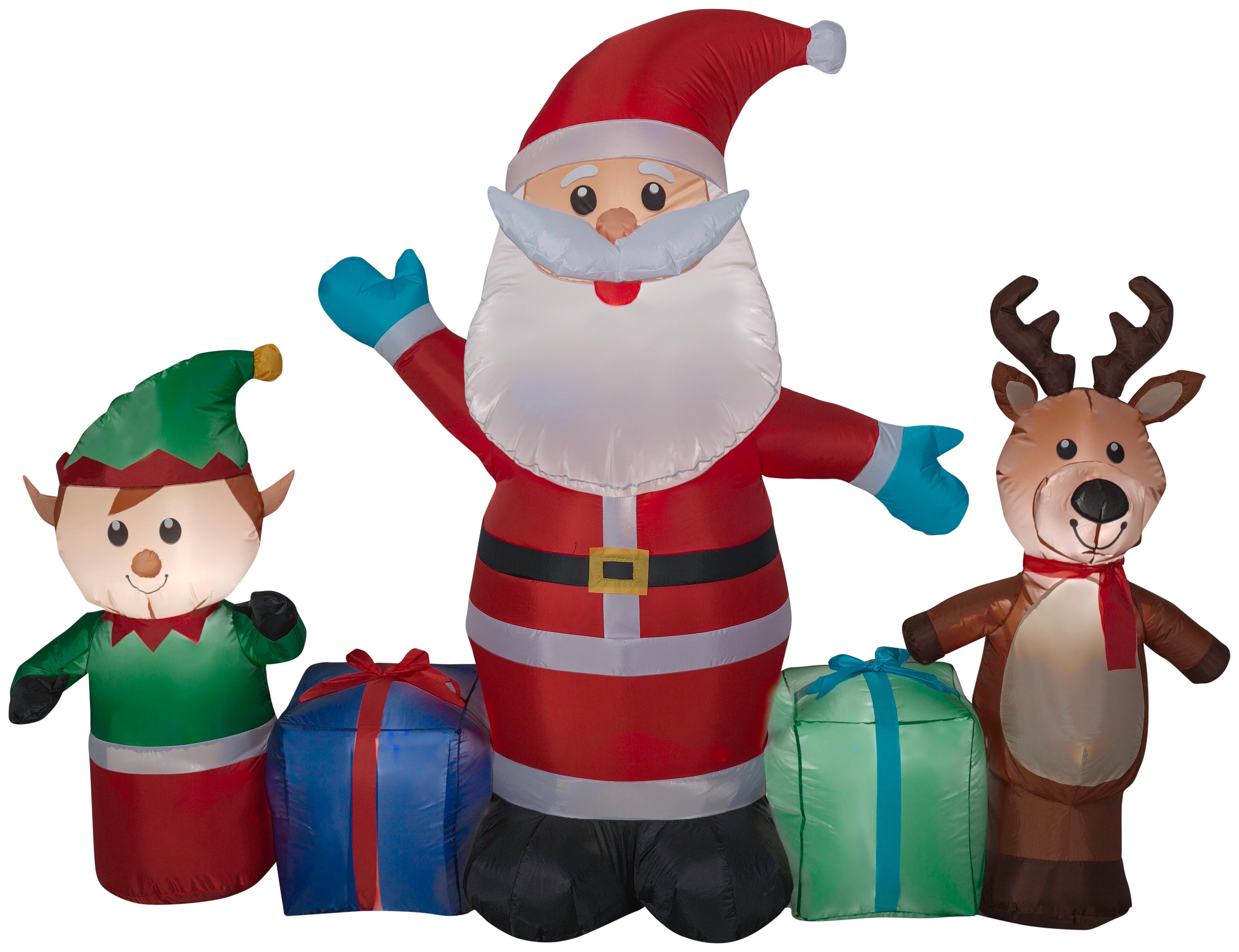 6.5' Long Airblown Santa/Reindeer/Elf Scene Christmas Inflatable