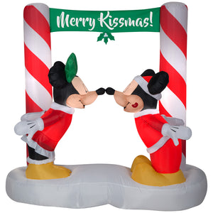 5.5' Airblown-Mickey & Minnie Kissing Under Mistletoe Banner Scene Disney Christmas Inflatable