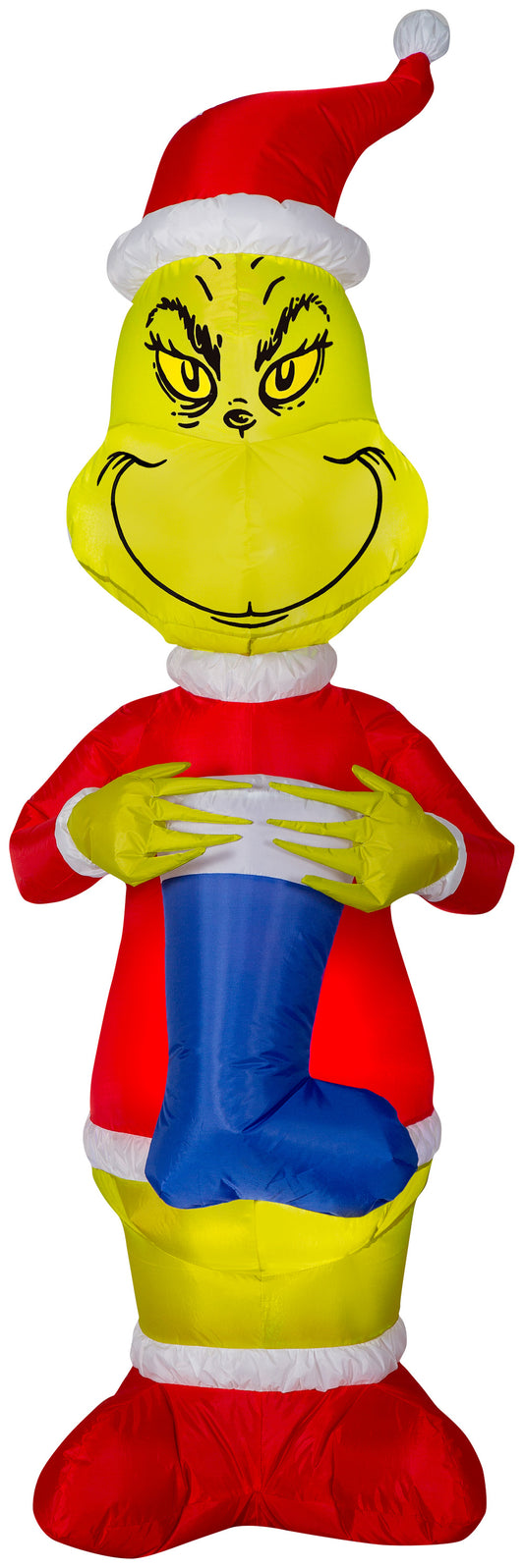 5' Grinch w/ Blue Stocking Christmas Inflatable