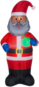 Gemmy Christmas Airblown Inflatable African American Santa OPP, 7 ft Tall, Red