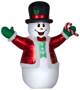 Gemmy Christmas Airblown Inflatable Mixed Media Luxe Snowman Giant, 8.5 ft Tall, Multicolored