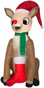 Gemmy 4.5' Airblown Inflatable Rudolph w/Scarf and Stocking