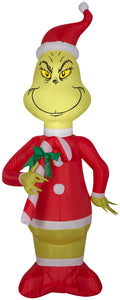 4' Airblown Inflatable Grinch w/Red and White Candy Cane
