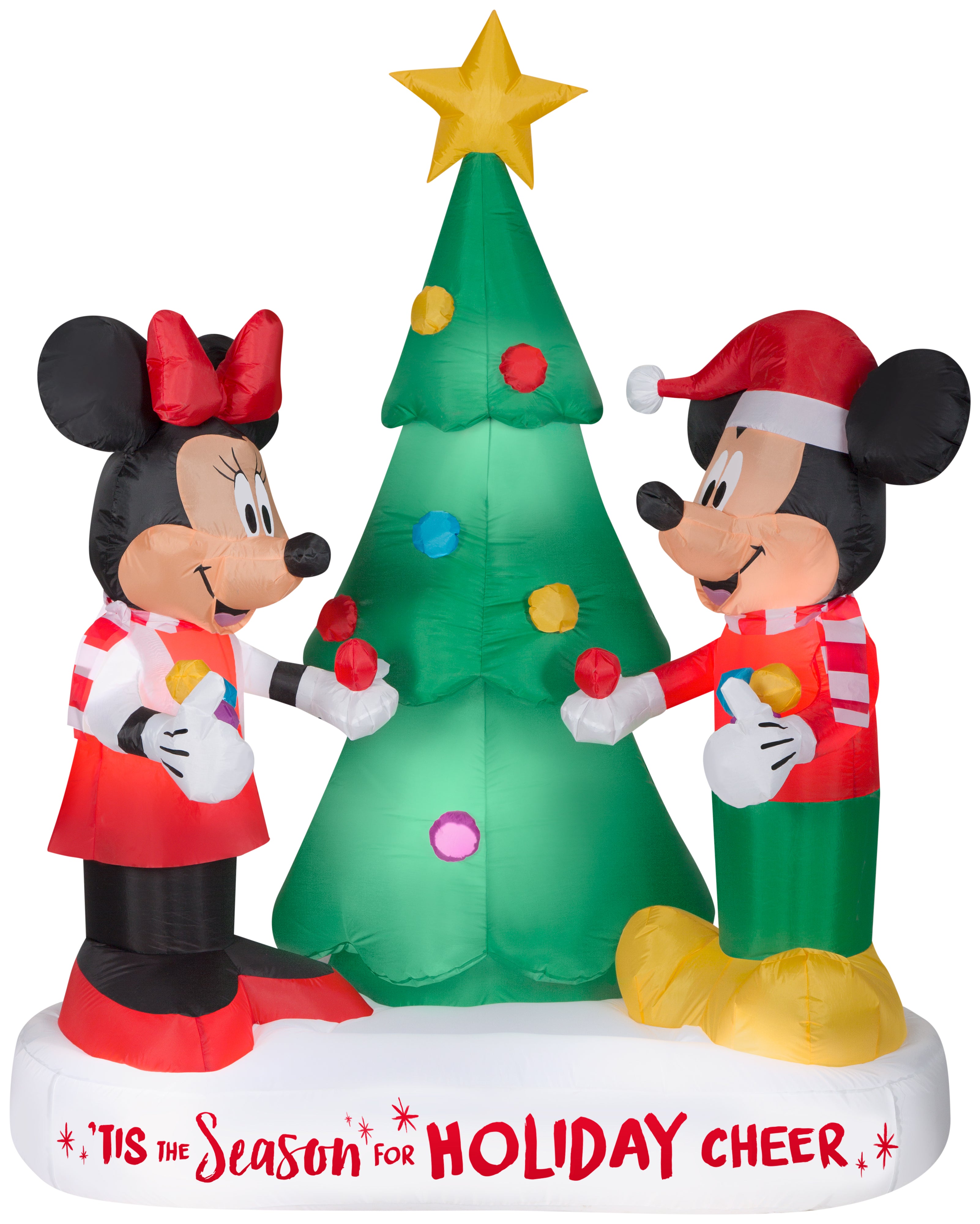 Gemmy Christmas Airblown Inflatable Mickey and Minnie Scene w/LEDs Disney, 6 ft Tall