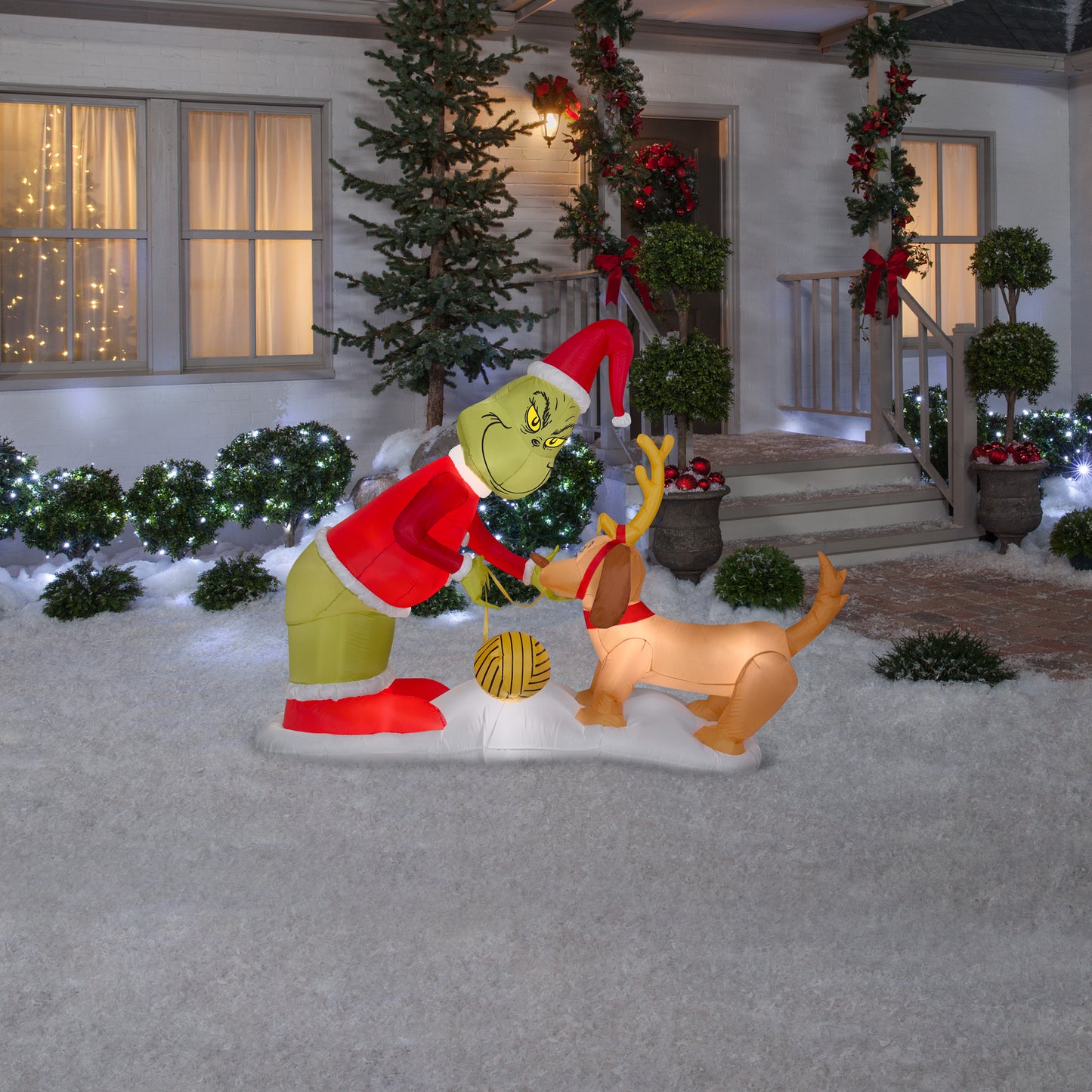 6.5' Wide Grinch and Max Christmas Inflatable