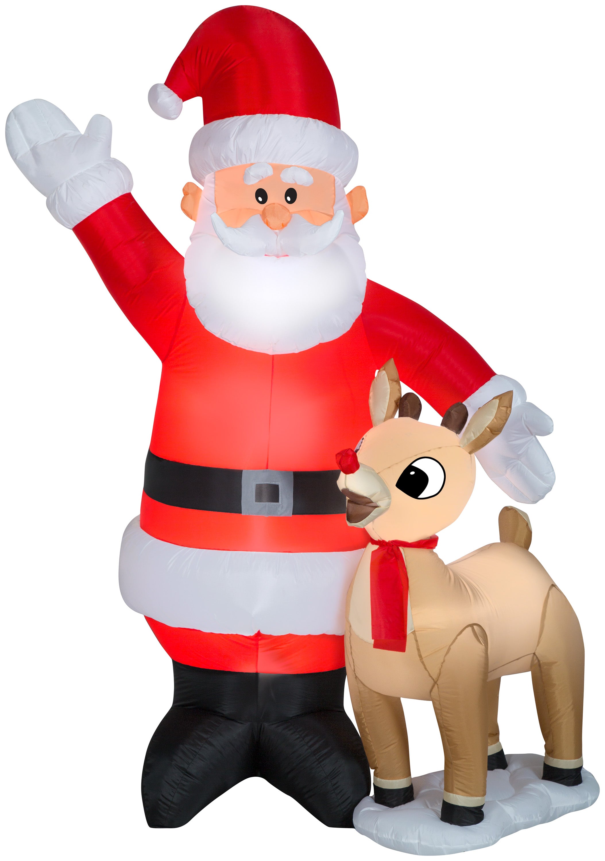 Gemmy Christmas Airblown Inflatable Santa and Rudolph the Red Nosed Reindeer, 7.5 ft Tall