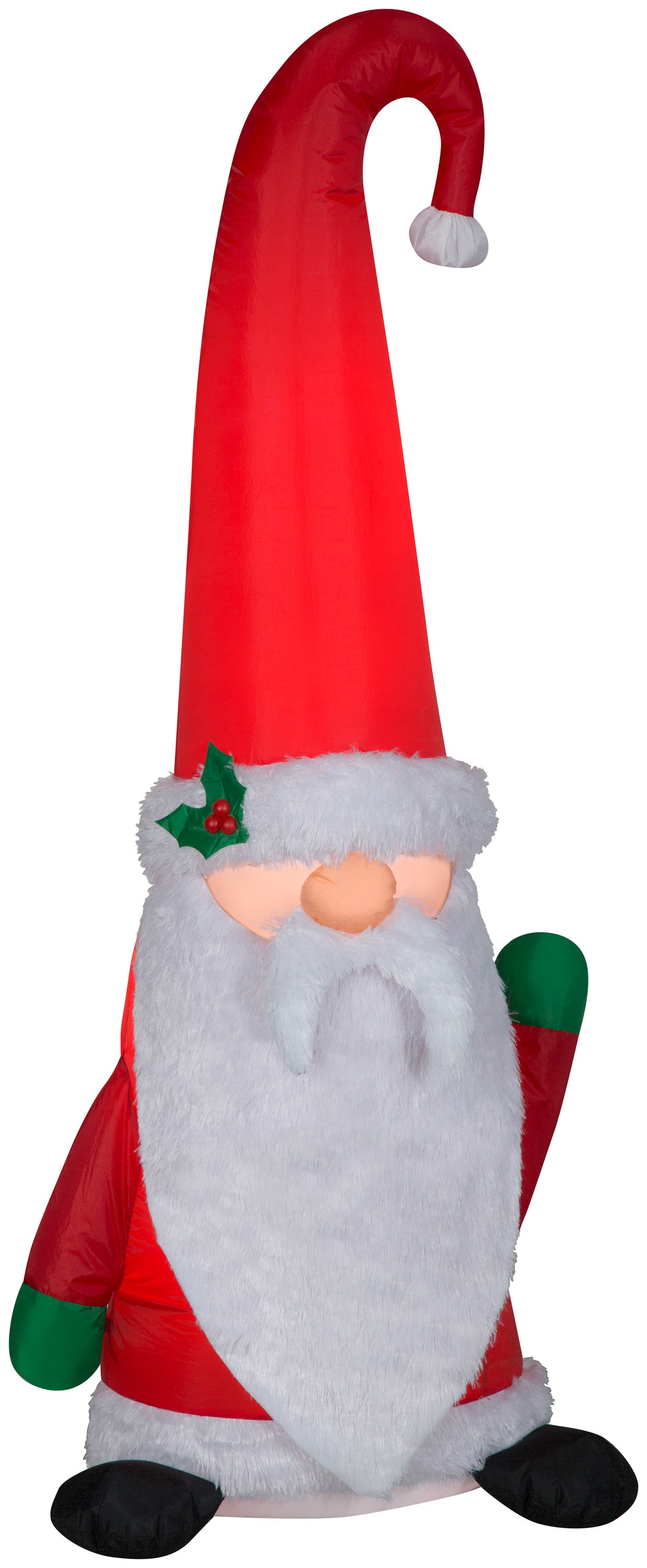 Gemmy Christmas Airblown Inflatable Mixed Media Gnome w/Curved Hat, 5 ft Tall, Multicolored