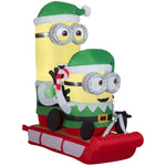 Load image into Gallery viewer, Gemmy Christmas Airblown Inflatable Minions on Sled Scene Universal, 4.5 ft Tall, Green

