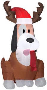 Gemmy Christmas Airblown Inflatable Whimsey Dog w/Antlers, 3.5 ft Tall, Brown