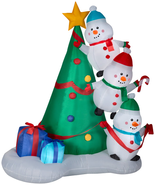 6' Snowman Decorating Christmas Tree Scene Christmas Inflatable