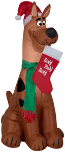 Gemmy Christmas Airblown Inflatable Scooby w/Santa Hat and Stocking WB, 3.5 ft Tall