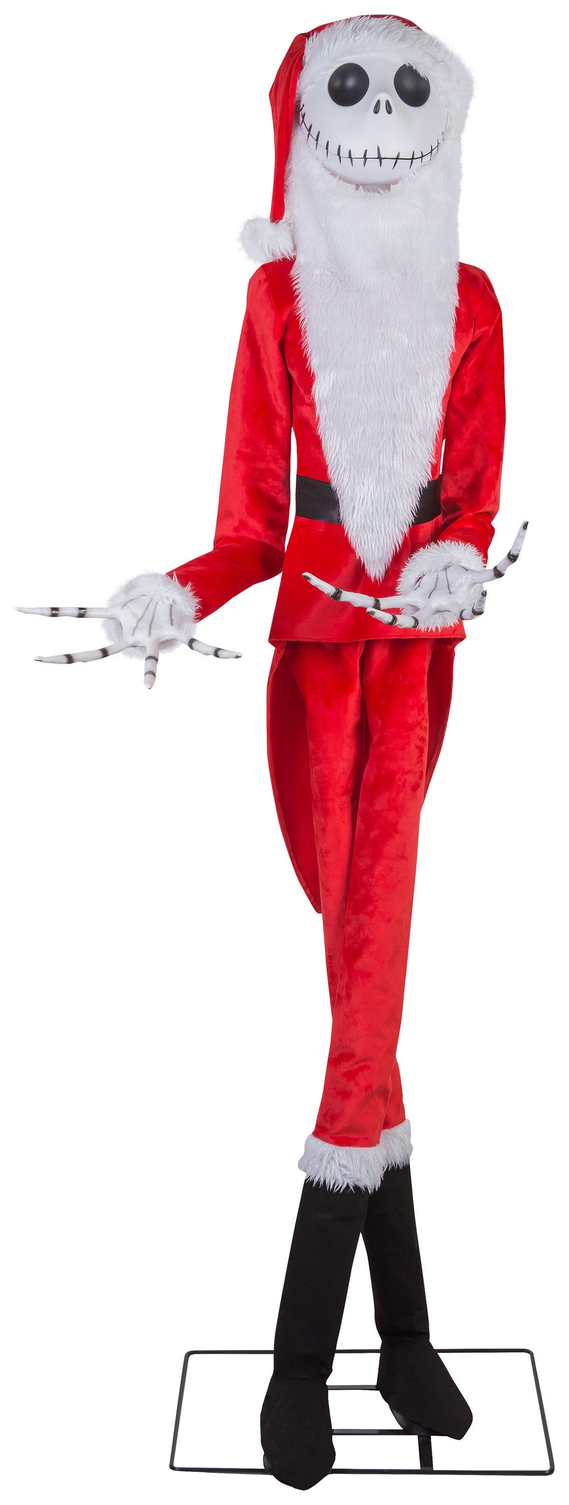 Gemmy Life Size Animated KD Jack Skellington as Santa Disney, 6.5 ft Tall, Red
