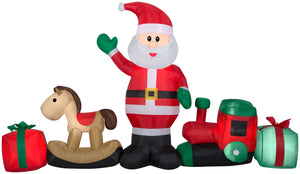 Gemmy Christmas Airblown Inflatable Santa and Toys Collection Scene, 4 ft Tall, Red
