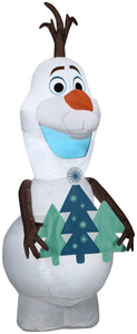 Gemmy 4ft Airblown Inflatable Olaf Holding Christmas Tree Disney