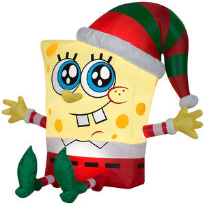 Gemmy 3.5ft Airblown Inflatable Spongebob in Holiday Outfit Nickelodeon