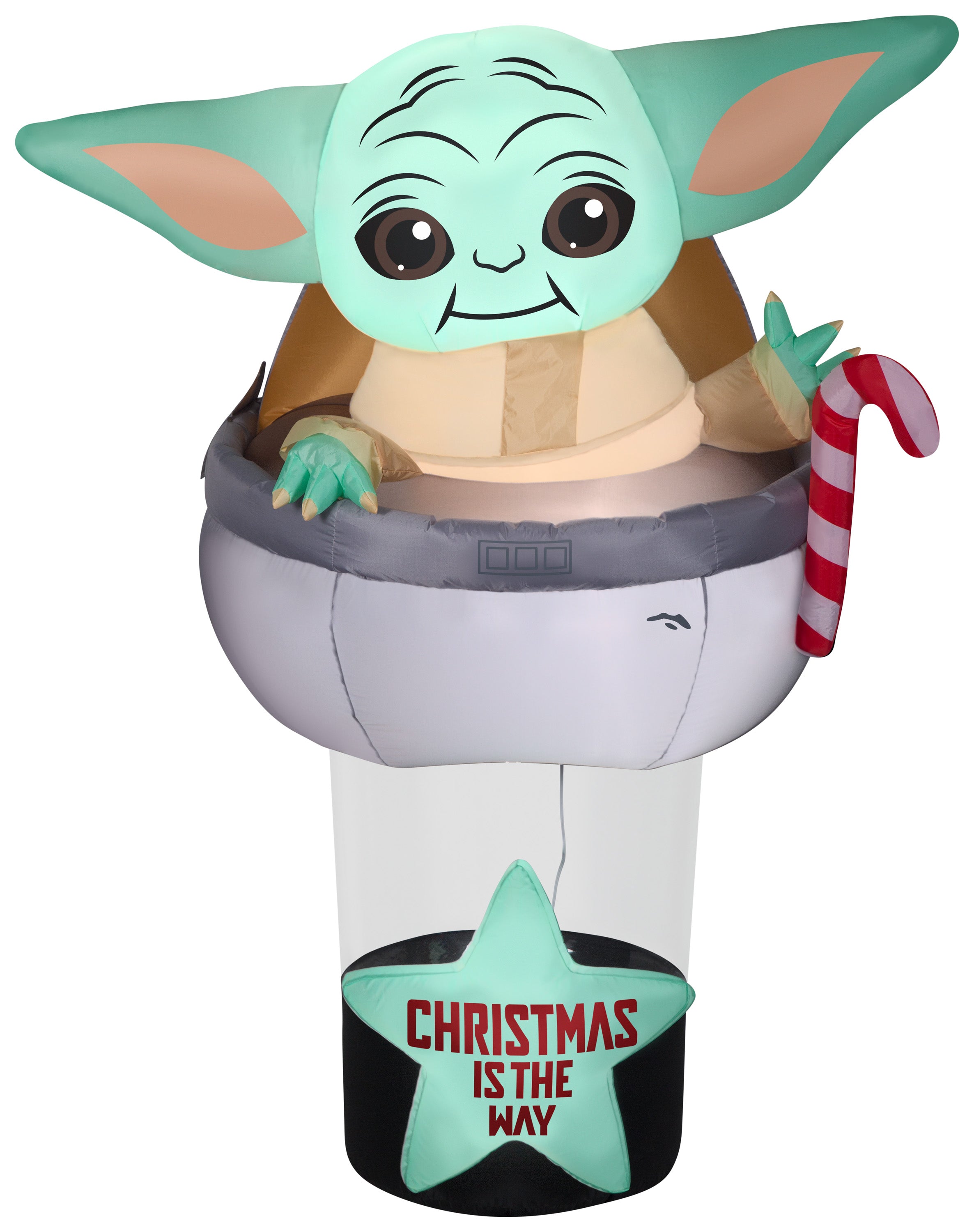 Gemmy Christmas Airblown Inflatable The Child in Pod Scene Star Wars, 6 ft Tall, grey