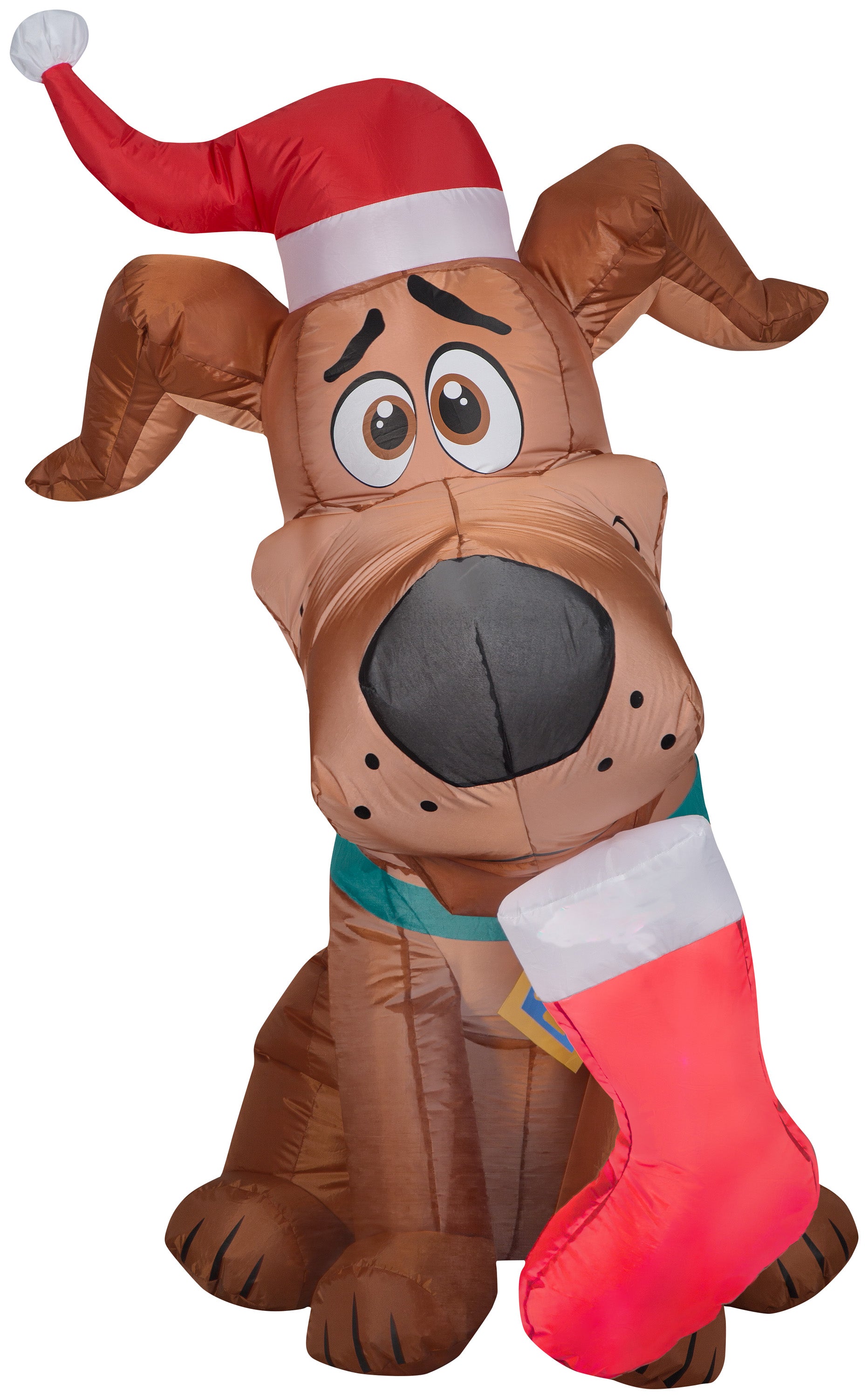 Gemmy Christmas Airblown Inflatable Inflatable SCOOB with a Christmas Stocking, 4.5 ft Tall, brown