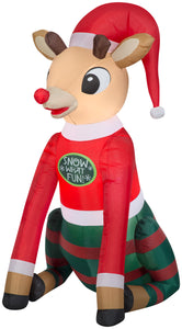 Gemmy Christmas Airblown Inflatable Inflatable Rudolph the Red Nosed Reindeer in Christmas PJs