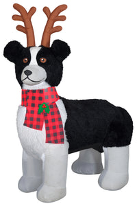 Gemmy Christmas Airblown Inflatable Mixed Media Border Collie Dog, 2.5 ft Tall, White