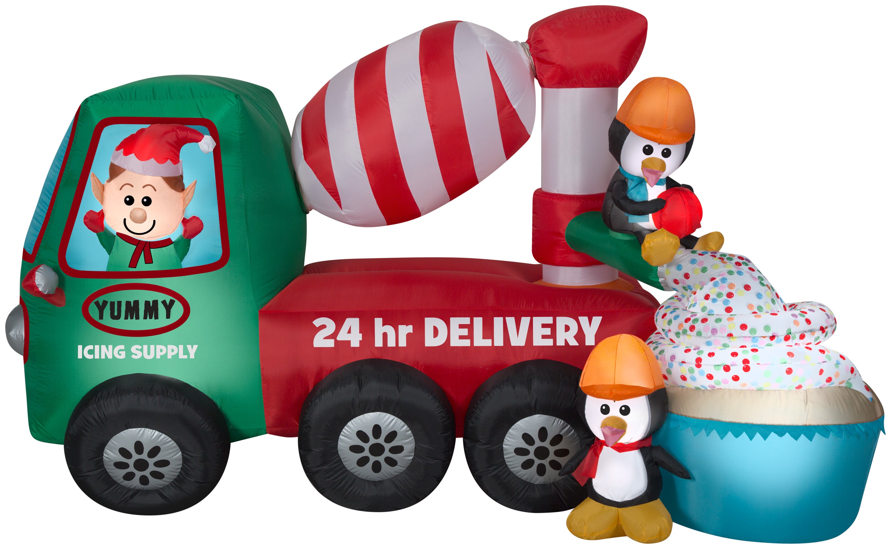 9' Long Animated Airblown Cement Mixer Scene Christmas Inflatable