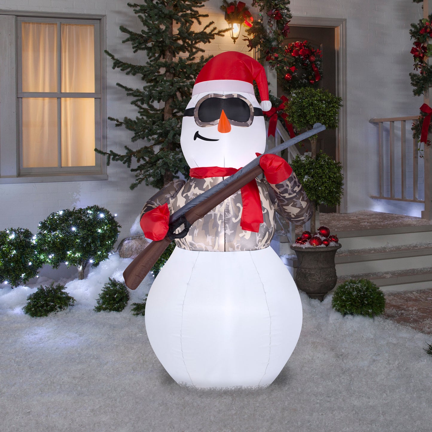 6' Hunting Snowman in Camo w/ Rifle Christmas Inflatable