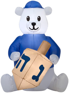 3' Airblown Bear Holding Hannukkah Dreidel Inflatable