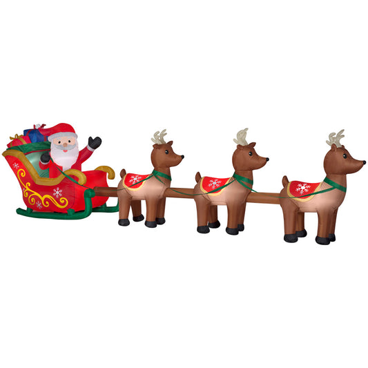 16' Wide Santa in Sleigh w/ Reindeer - Colossal Christmas Inflatable