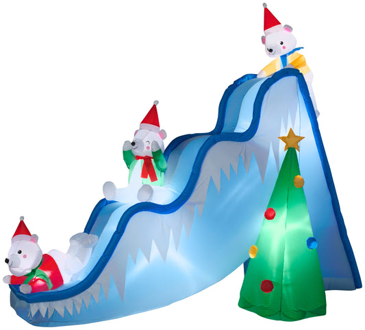 9' Polar Bears on Slide Scene Christmas Inflatable