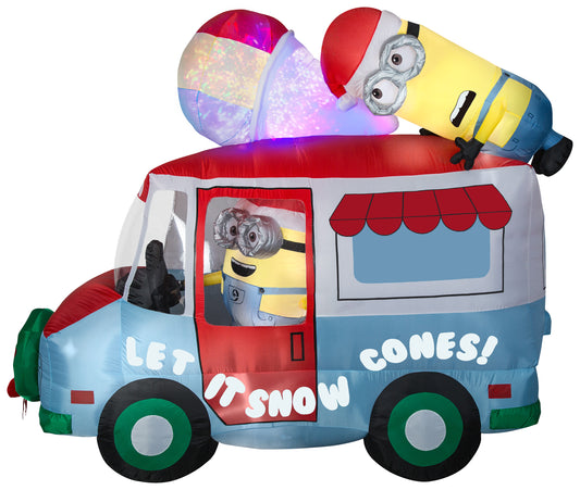 8.5' Wide Projection Kaleidoscope Minions Let it Snowcone Scene Christmas Inflatable