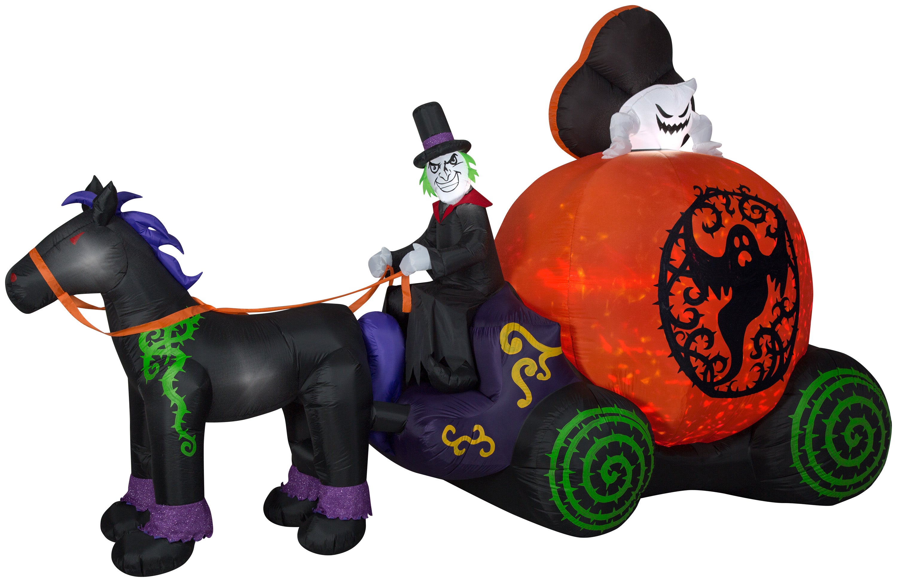 12' Wide Projection Airblown Mixed Media Kaleidoscope Ghost Coach Scene Halloween Inflatable