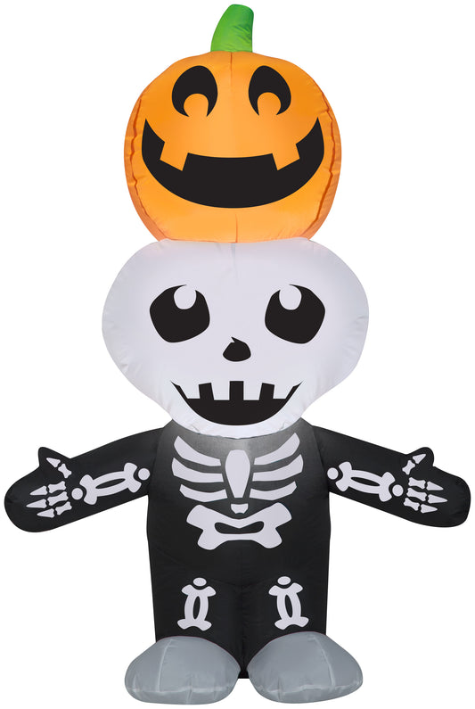 5.5' Jack-o-lantern and Skeleton Stack Scene Scene Halloween Inflatable