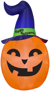 5' Airblown Pumpkin w/Witch Hat Halloween Inflatable