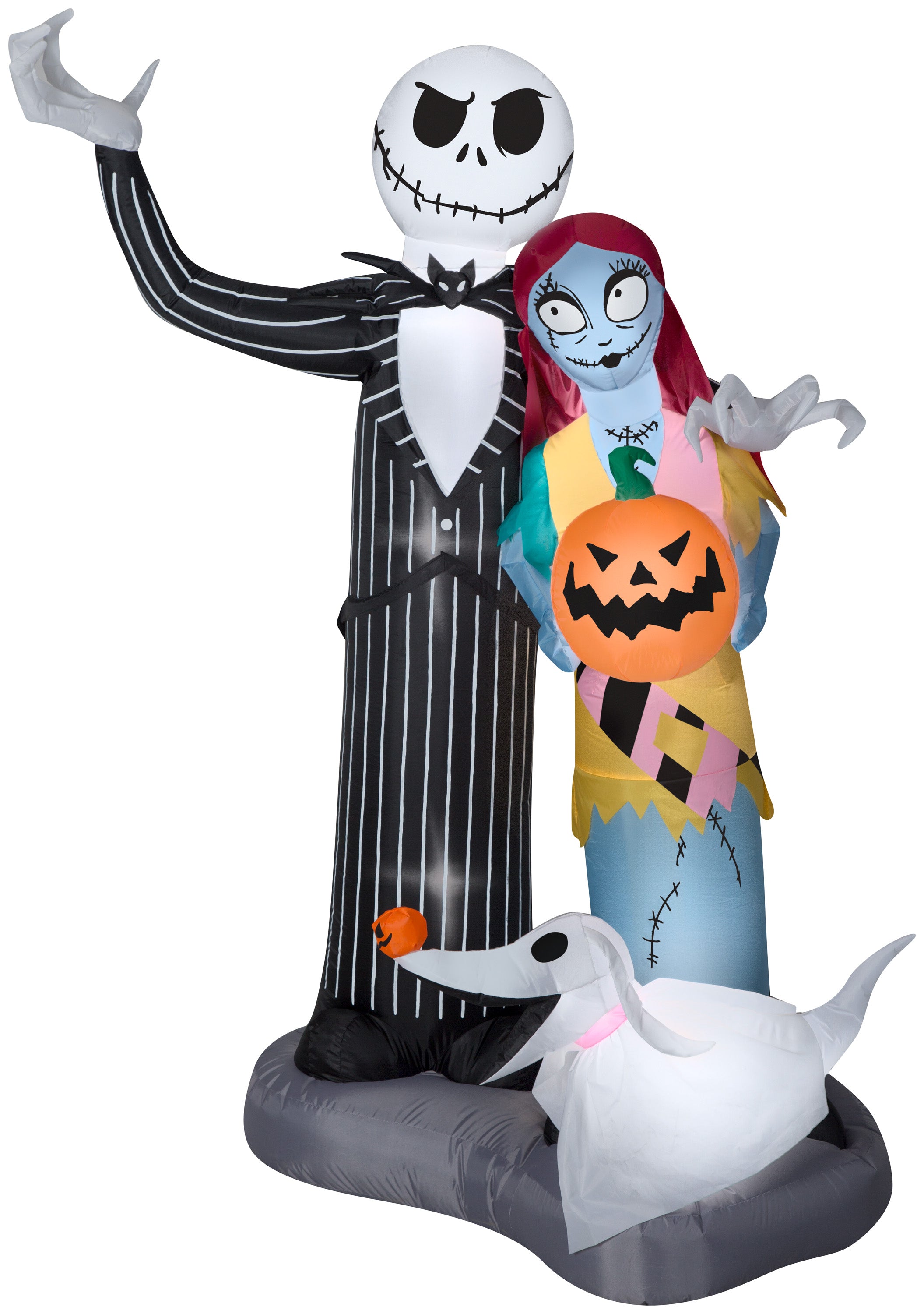 Gemmy Airblown Inflatable Jack Skellington, Sally and Zero, 6 ft Tall, black