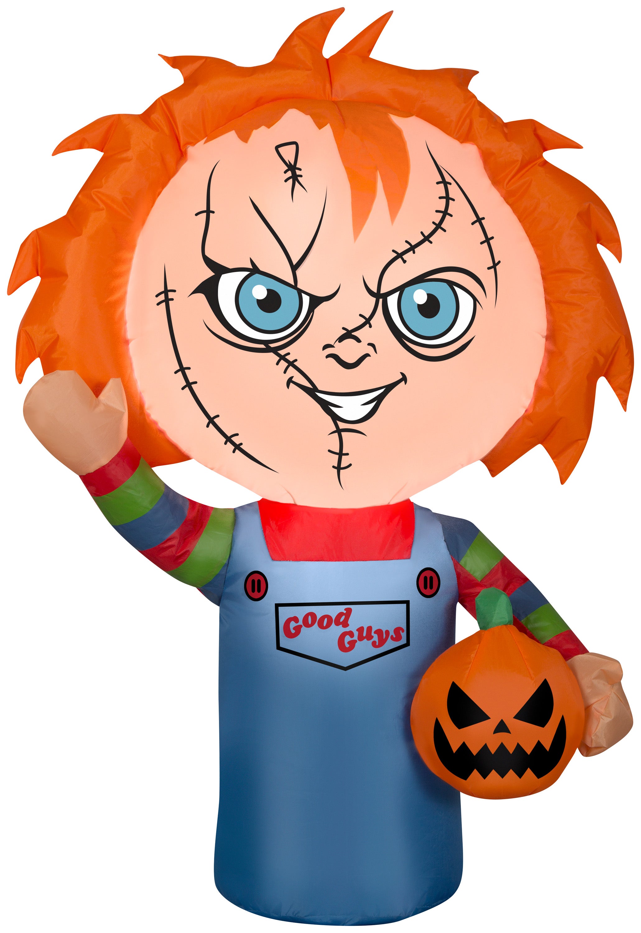 Gemmy Airblown Inflatable Chucky CarBuddy, 3 ft Tall, Orange