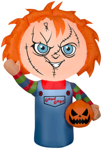 Gemmy Airblown Inflatable Chucky CarBuddy, 3 ft Tall, Orange