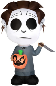 Gemmy Airblown Inflatable Michael Myers with Pumpkin, 5 ft Tall, Multicolored