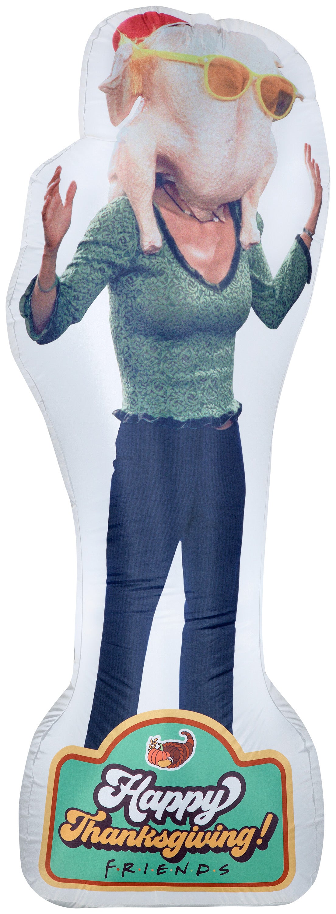 Gemmy Photorealistic Airblown Monica w/Turkey On Her Head S LG WB , 6 ft Tall
