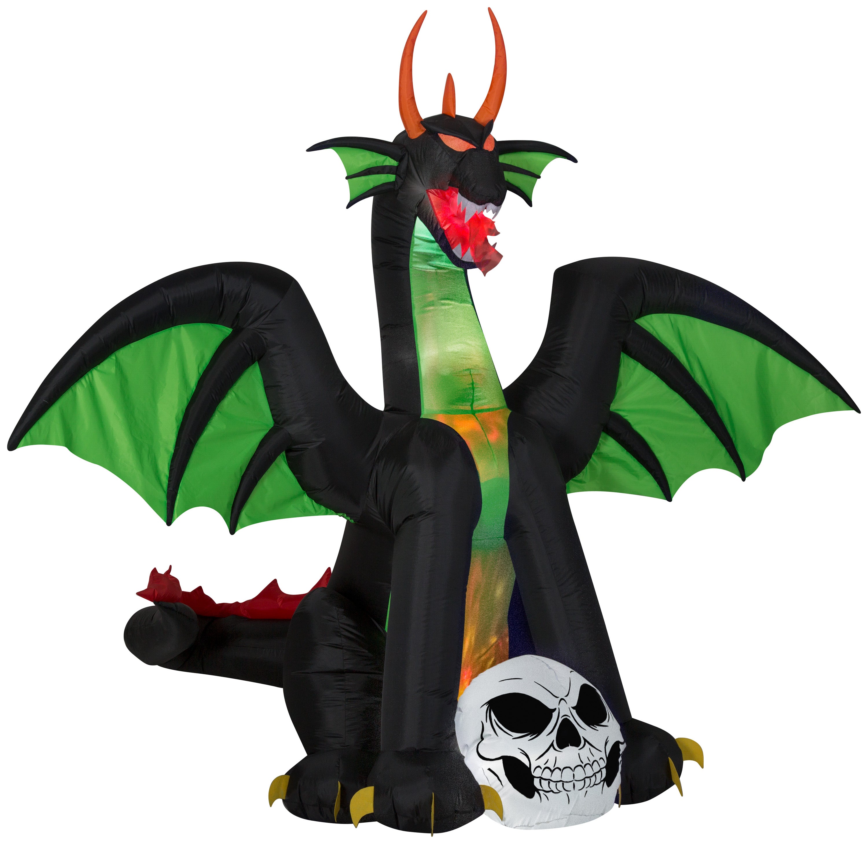8' Projection Airblown Fire & Ice Dragon w/Wings and Flaming Mouth Halloween Inflatable