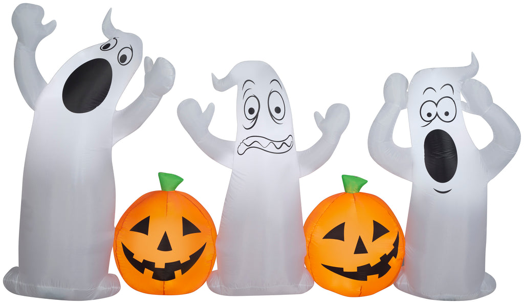 Gemmy Airblown Inflatable Ghost Trio with Jack O' Lanterns, 5 ft Tall ...