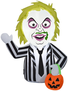 Gemmy Airblown Inflatable Beetlejuice CarBuddy, 3 ft Tall, black