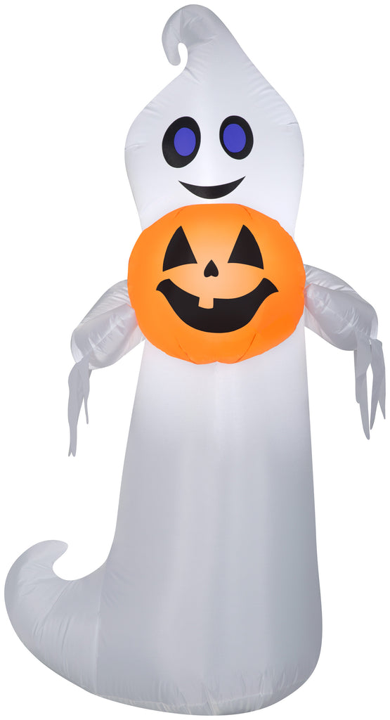 5' Airblown Playful Ghost Holding Pumpkin Halloween Inflatable ...