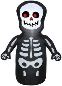 Gemmy Airblown Happy Skeleton, 3.5 ft Tall, Multicolored