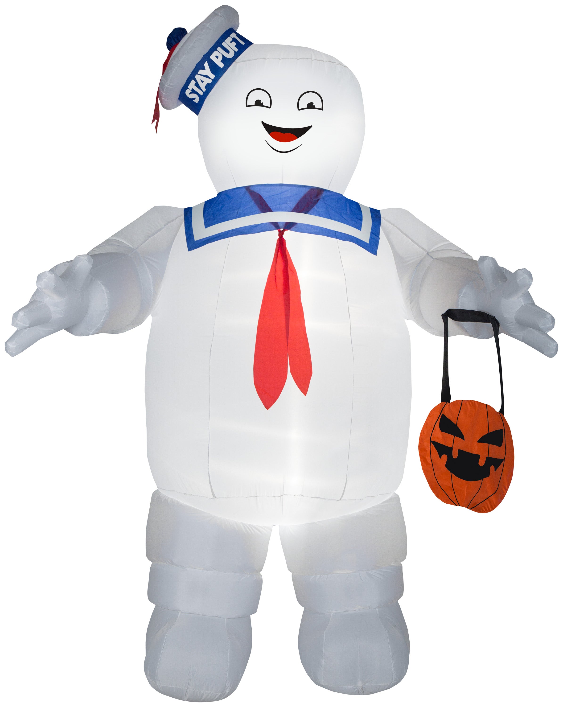 Gemmy Airblown Stay Puft w/Pumpkin Tote Giant Ghostbusters , 10 ft Tall