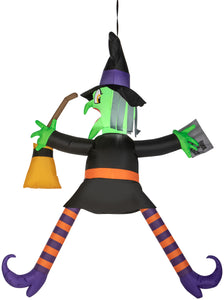 Gemmy 5 ft Tall Airblown Crashing Witch w/Spell Book