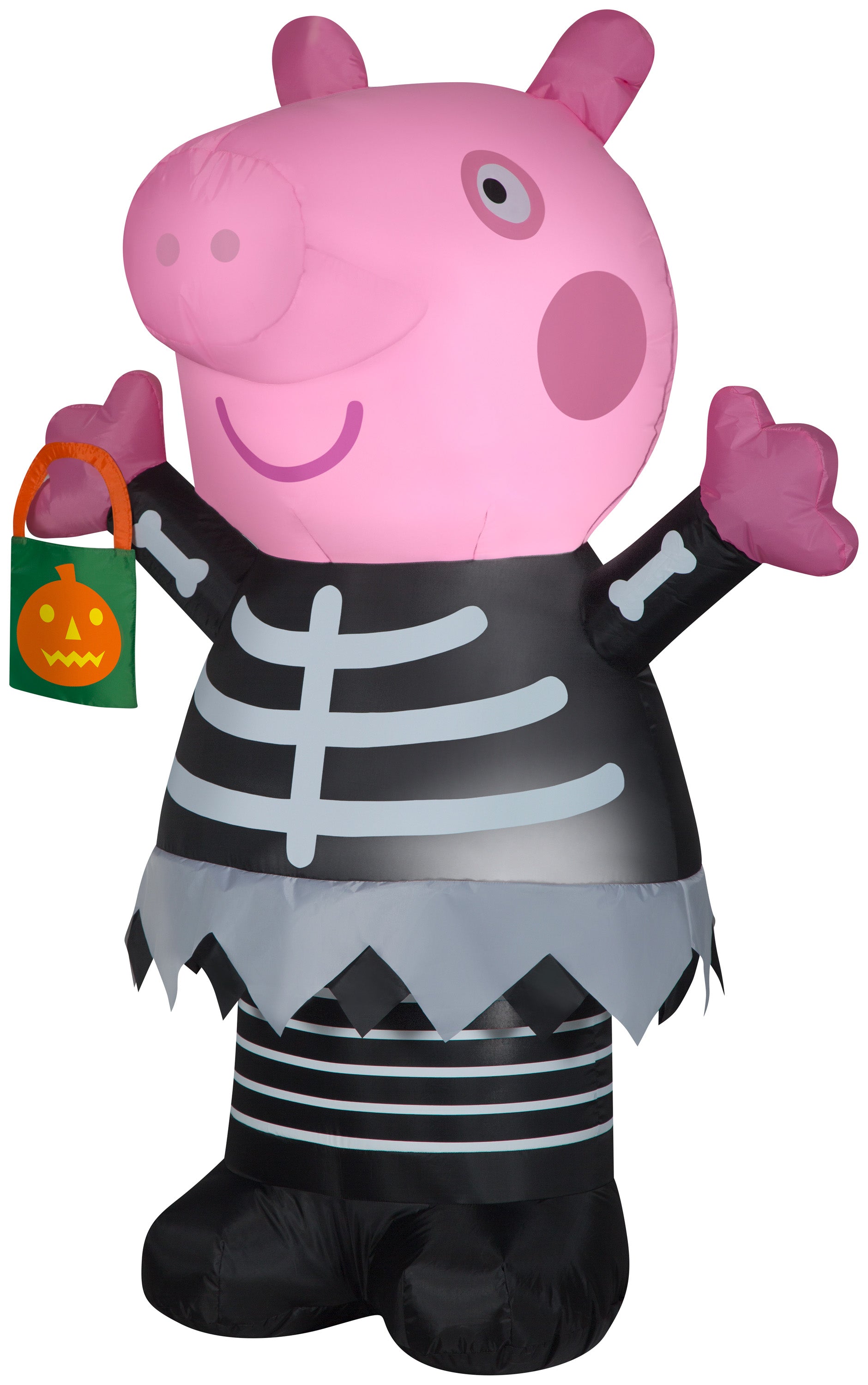 Gemmy Airblown Inflatable Peppa Pig in Skeleton Costume, 4.5 ft Tall, Pink