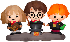 Gemmy Airblown Harry, Ron, and Hermione w/Cauldron Scene WB, 4.5 ft Tall, Black