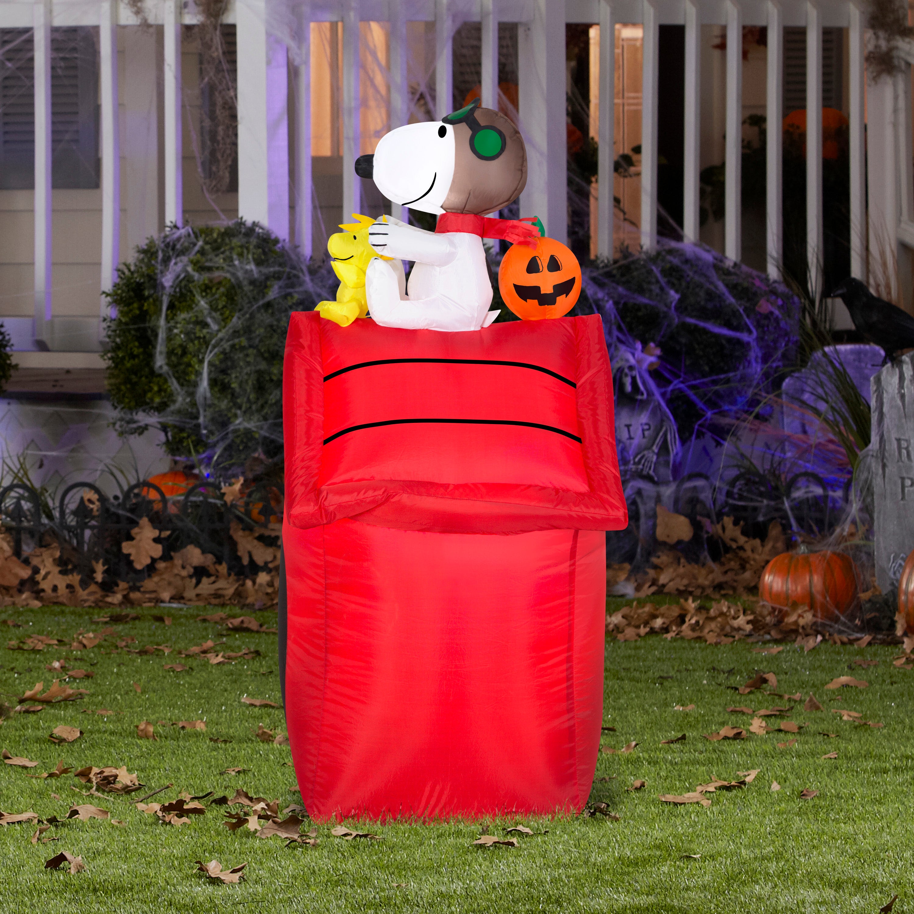 3.5' Airblown Snoopy as Flying Ace on Dog House Halloween Inflatable