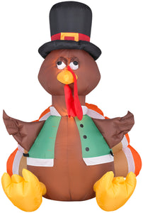 4' Airblown Happy Turkey Thanksgiving Inflatable